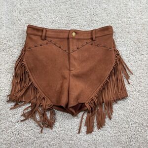 Blue B. Collection Western Fringe Shorts Women Size M Brown Excellent Studded